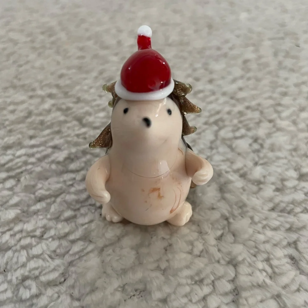 SET OF 2 PIER 1 IMPORTS TINY BLOWN GLASS CHRISTMAS HEDGEHOG DECOR NWTSET OF 2